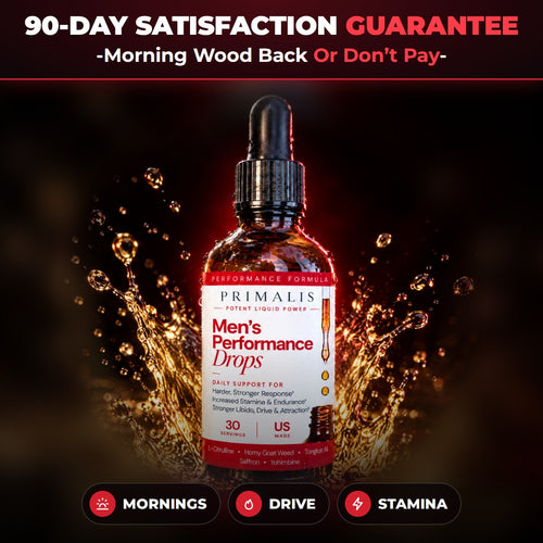 Primalis Men’s Performance Drops - 90-day satisfaction guarantee: morning wood back or don’t pay